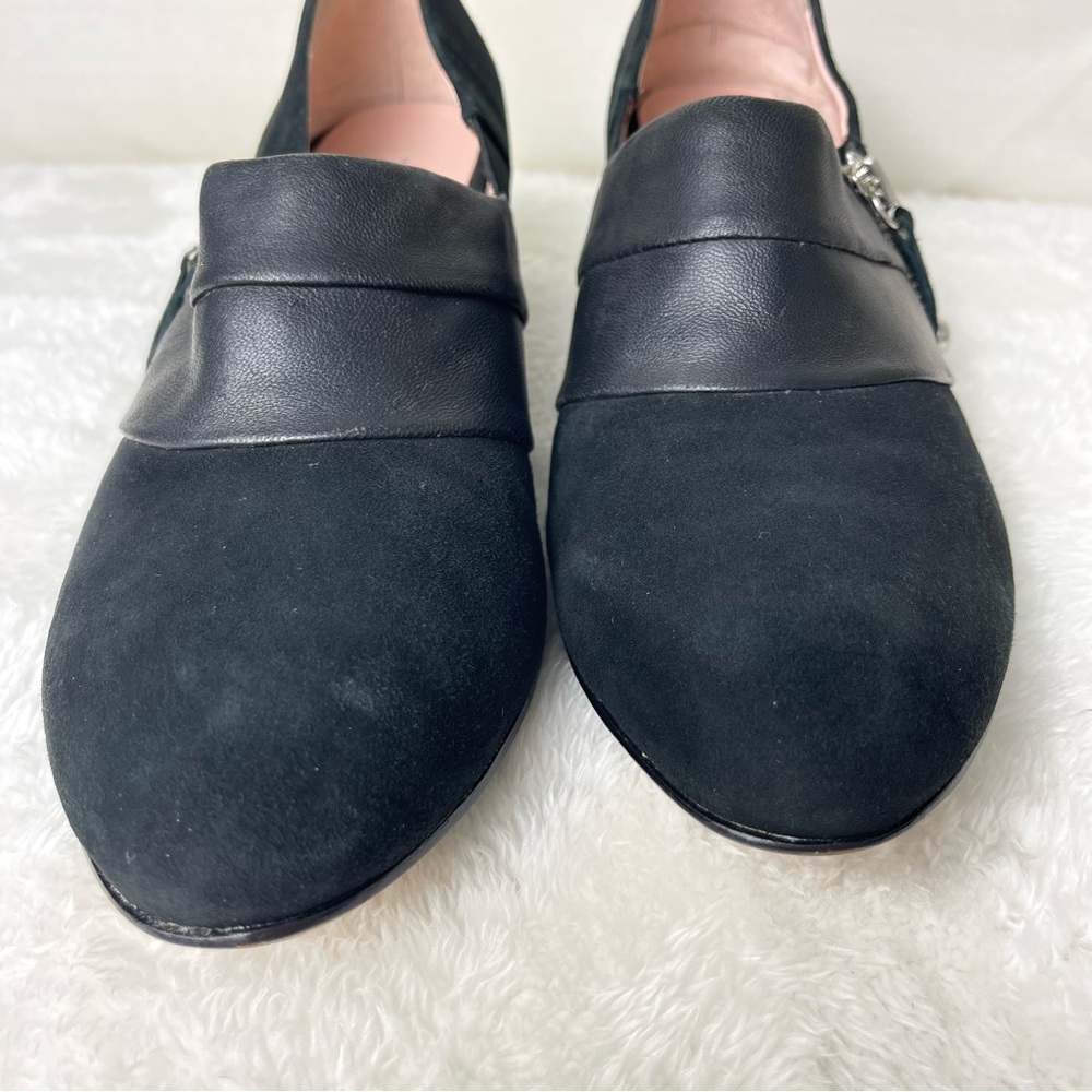 Taryn Rose Black Suede Shoes | Zip Up Bootie Low Heel Pumps | Size 9 - Picture 6 of 11